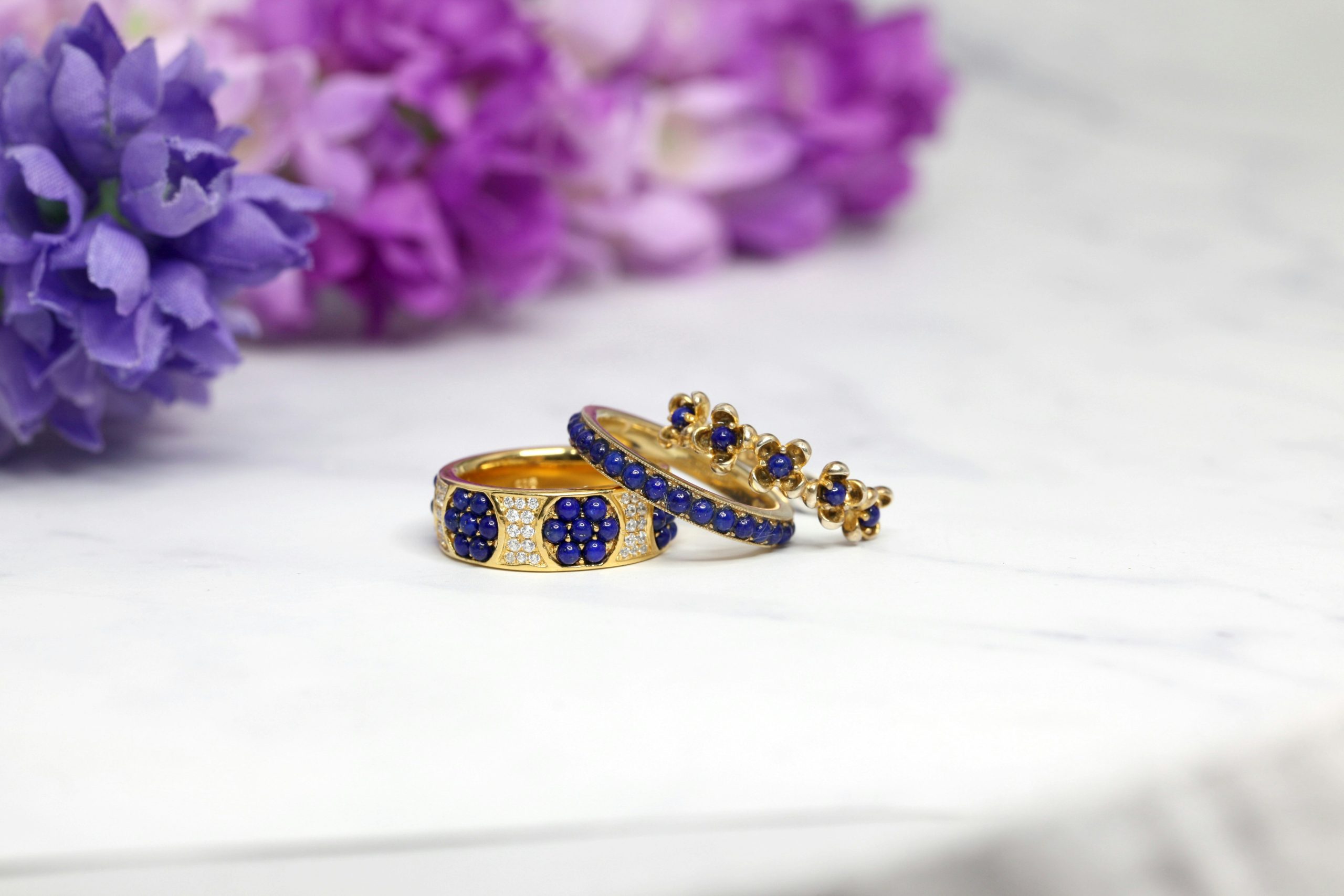 Natural 8*10MM Lapis Lazuli Finger Ring Jewelry Rings for Women Gift 925 Sterling Silver Flower Shaped Ring